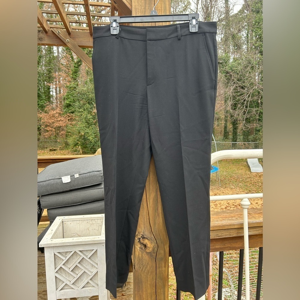 Ralph Lauren Purple Label Wool Blend Black Straight Trouser Pants